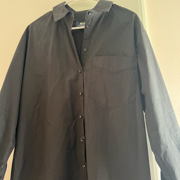 Maeve Black Long Button-Up Shirt Dress - Picture 2 of 3